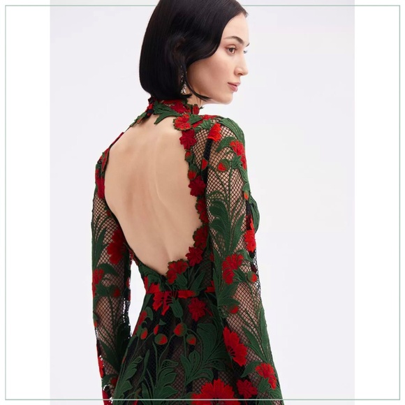 $8150 Oscar de la Renta 2024-25 Marbled Carnation Guipure Lace Runway Gown - Picture 8 of 16